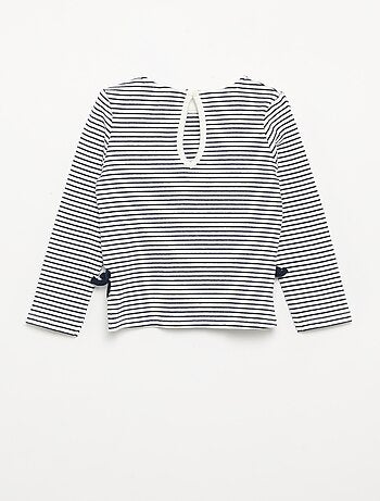 Camiseta acanalada de manga larga con nudo