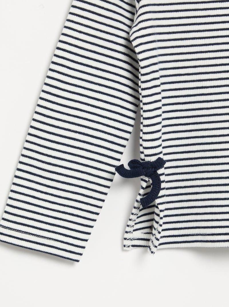 Camiseta acanalada de manga larga con nudo Azul - Kiabi