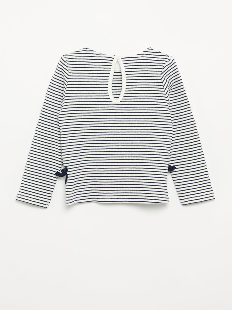 Camiseta acanalada de manga larga con nudo Azul - Kiabi