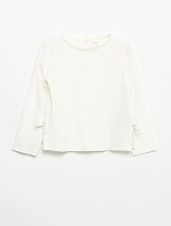 Camiseta acanalada de manga larga con nudo