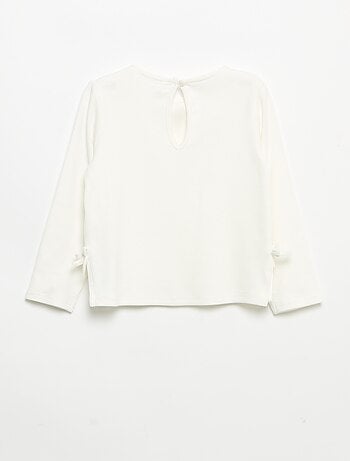 Camiseta acanalada de manga larga con nudo