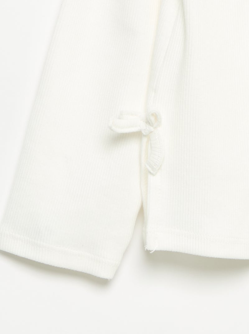 Camiseta acanalada de manga larga con nudo Blanco - Kiabi
