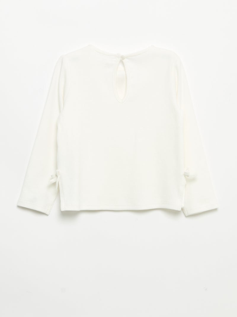 Camiseta acanalada de manga larga con nudo Blanco - Kiabi
