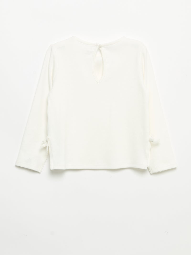 Camiseta acanalada de manga larga con nudo Blanco - Kiabi