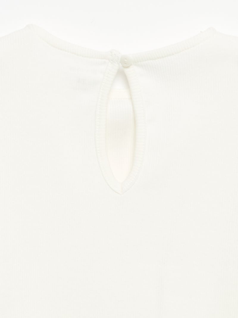 Camiseta acanalada de manga larga con nudo Blanco - Kiabi