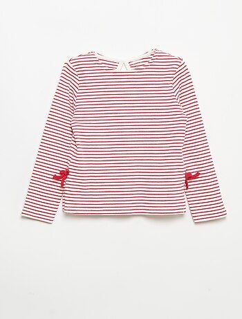 Camiseta acanalada de manga larga con nudo