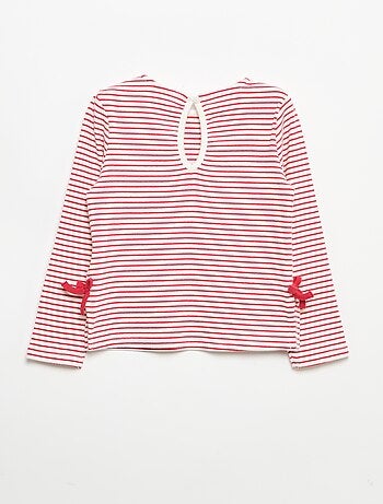 Camiseta acanalada de manga larga con nudo