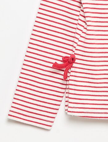 Camiseta acanalada de manga larga con nudo