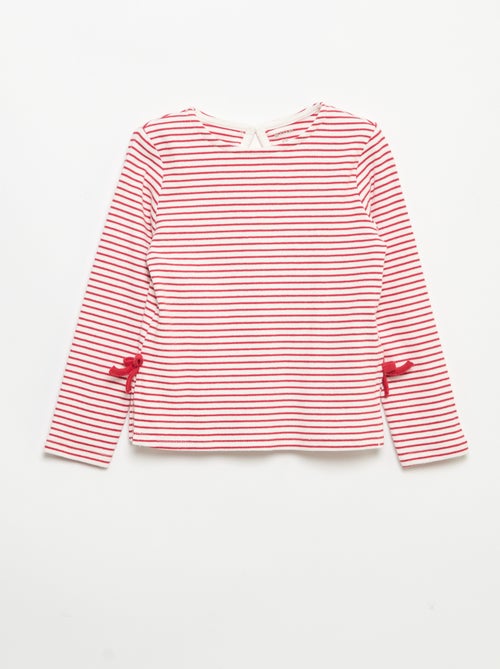 Camiseta acanalada de manga larga con nudo - Kiabi