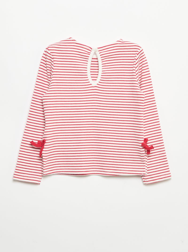 Camiseta acanalada de manga larga con nudo Rojo - Kiabi