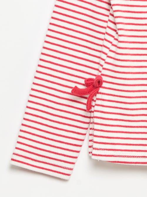 Camiseta acanalada de manga larga con nudo - Kiabi