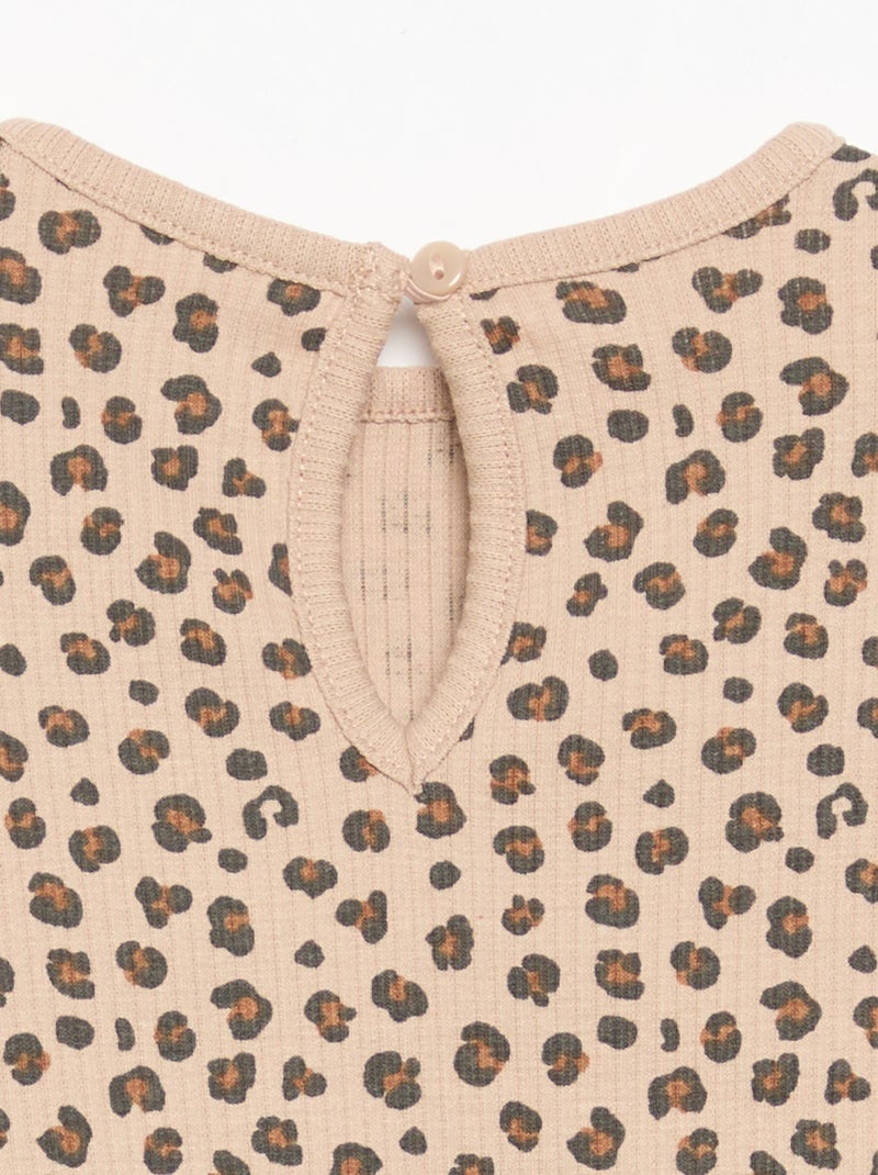 Camiseta acanalada de manga larga Marron - Kiabi