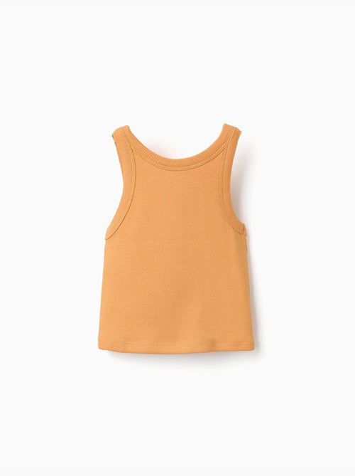 Camiseta acanalada sin mangas con flor bordada - Kiabi