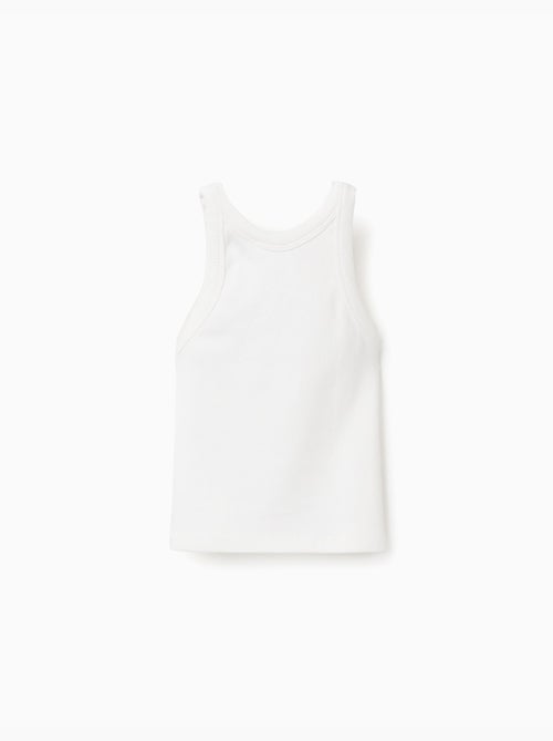 Camiseta acanalada sin mangas con flor bordada - Kiabi