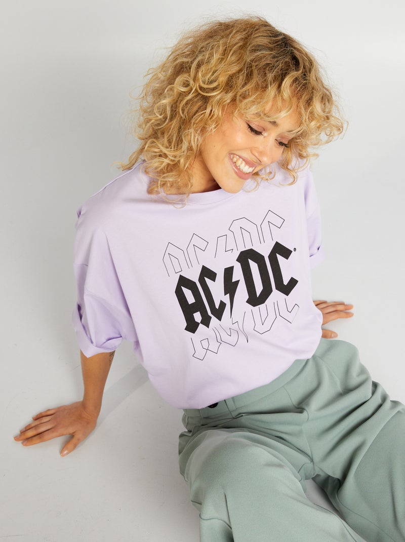 Camiseta 'AC/DC' con cuello redondo PURPURA - Kiabi