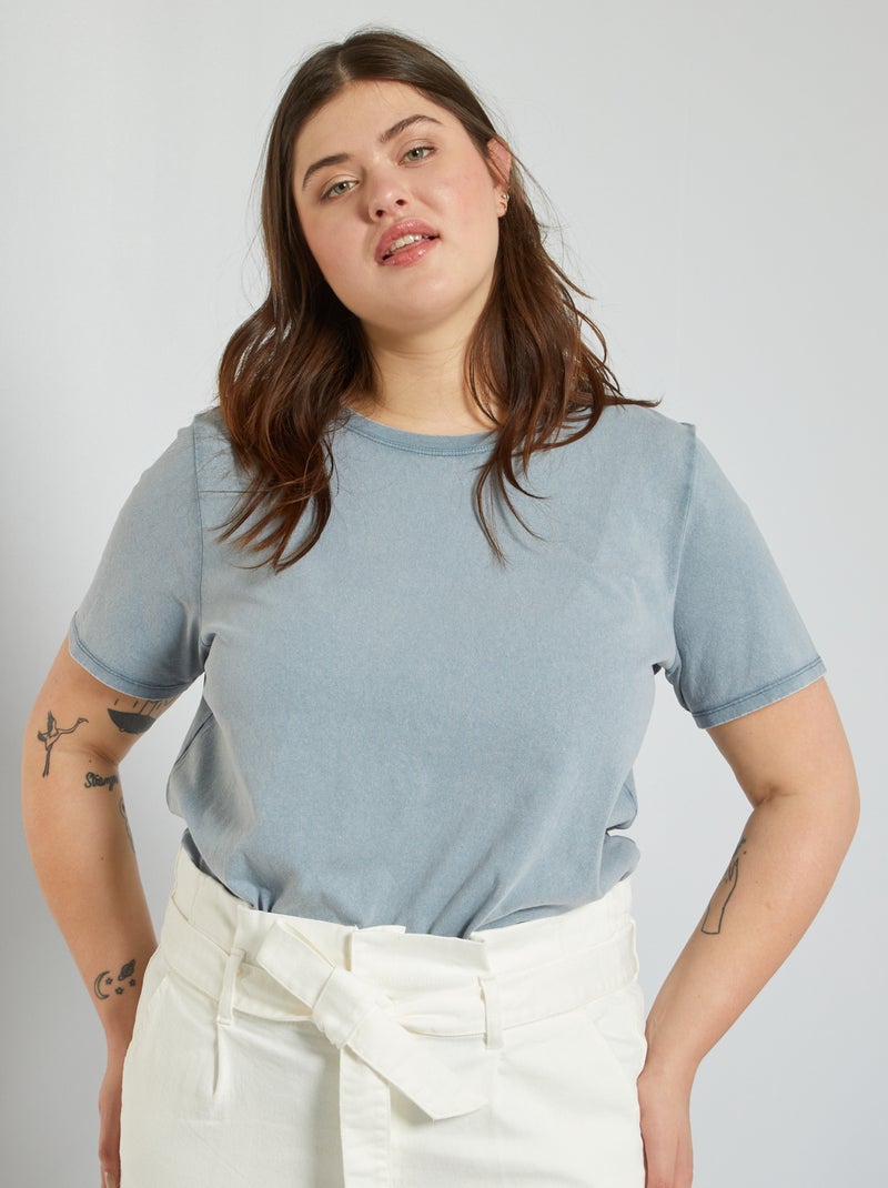 Camiseta acid wash AZUL - Kiabi