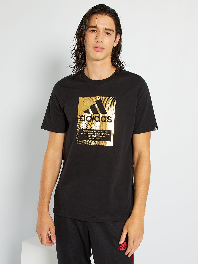 animal saludo Limpiar el piso Camiseta 'Adidas' con logo dorado - NEGRO - Kiabi - 25.00€