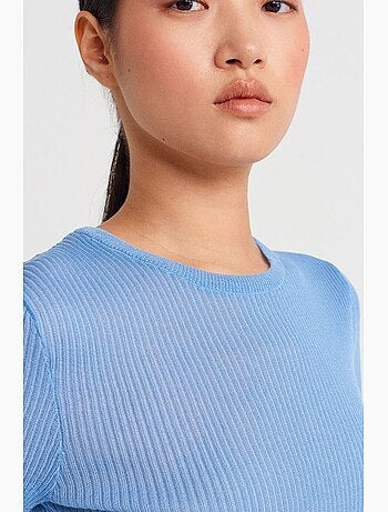 Camiseta ajustada canalé con volante manga corta dilvin