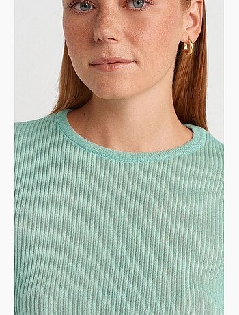 Camiseta ajustada canalé con volante manga corta dilvin