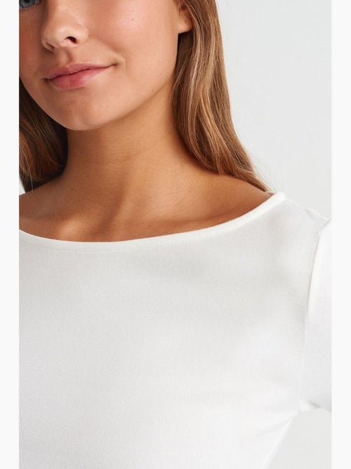 Camiseta ajustada canalé cuello barco manga larga dilvin - Kiabi