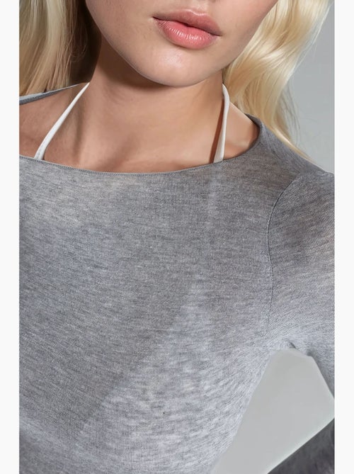 Camiseta ajustada cuello barco manga larga busem - Kiabi