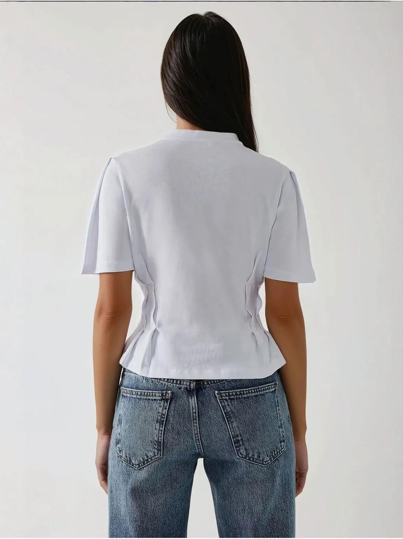 Camiseta ajustada de cuello redondo hiccup Blanco - Kiabi