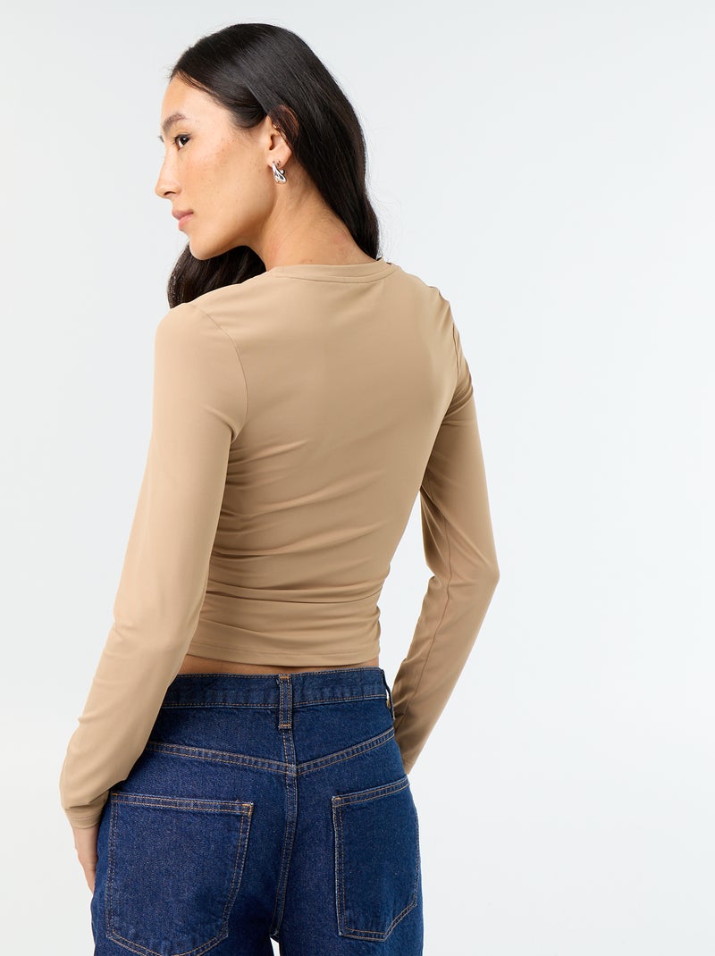 Camiseta ajustada y fruncida Beige - Kiabi