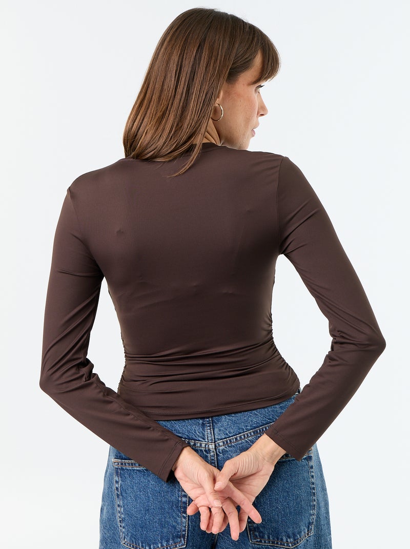 Camiseta ajustada y fruncida Marron - Kiabi