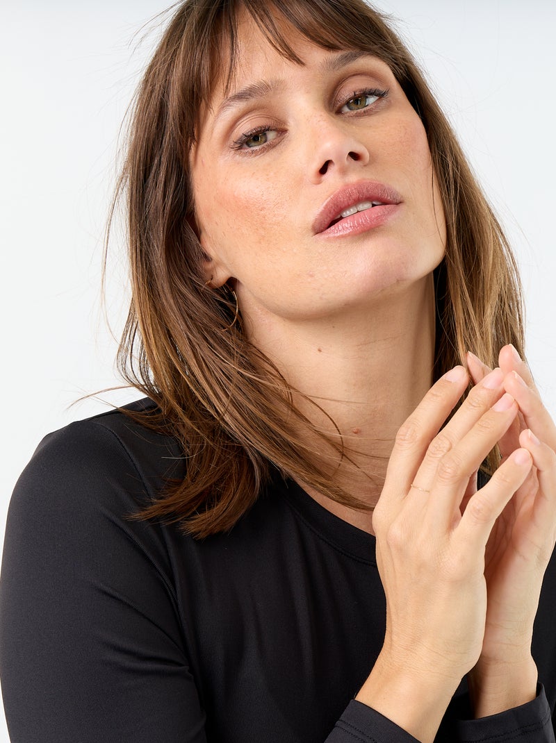Camiseta ajustada y fruncida Negro - Kiabi