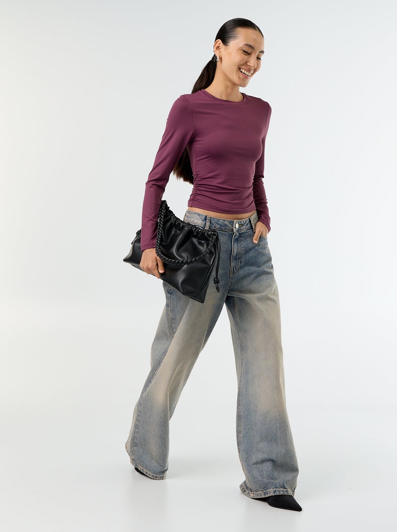 Camiseta ajustada y fruncida Purpura - Kiabi