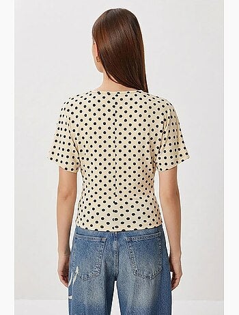 Camiseta algodón lunares cuello barco manga corta istanbul