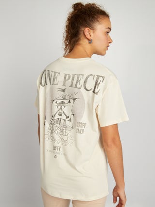 Camiseta ancha con estampado descolorido 'One piece'