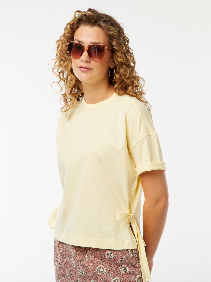 Camiseta ancha con lazos Amarillo - Kiabi