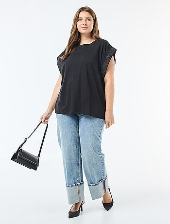 Camiseta ancha con strass