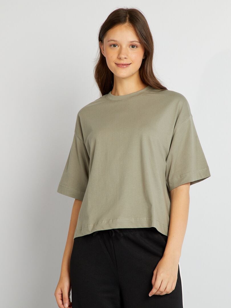 Camiseta ancha cropped VERDE - Kiabi