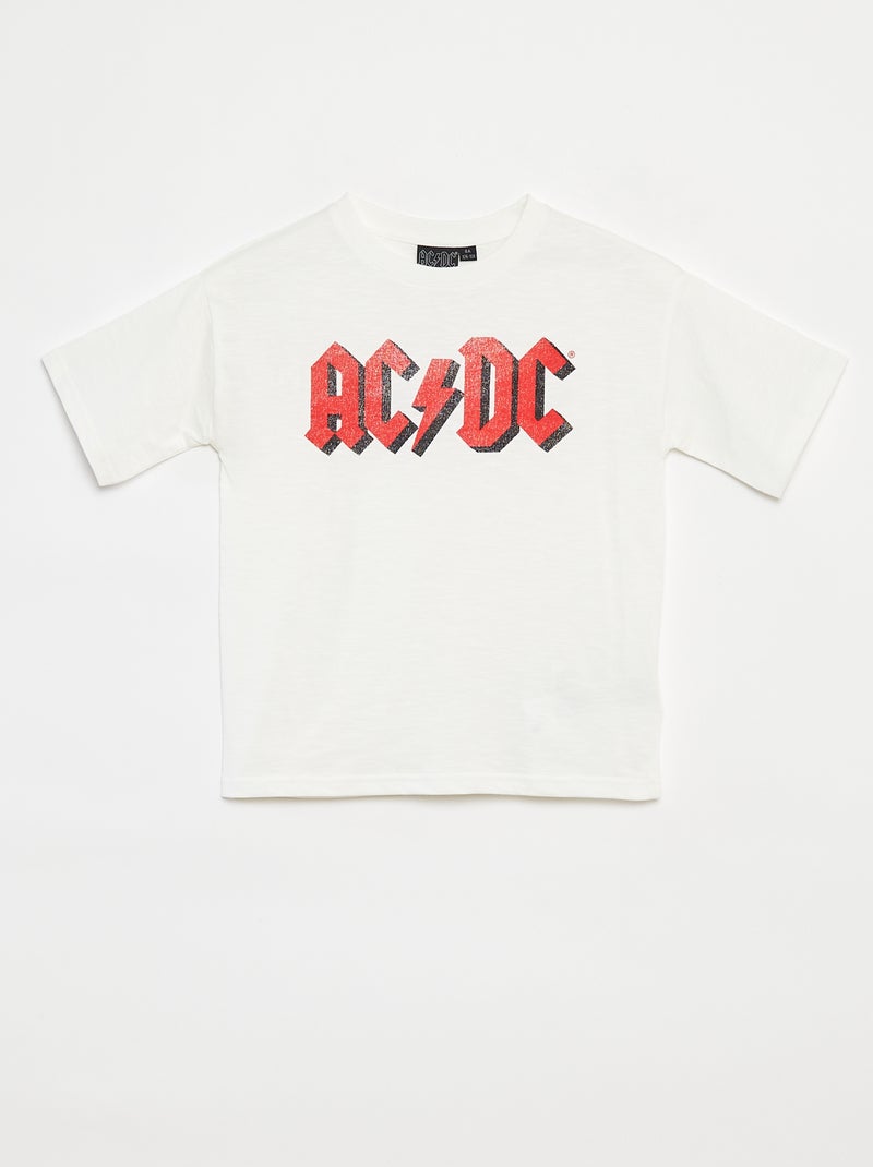 Camiseta ancha de manga corta 'AC/DC' Blanco - Kiabi