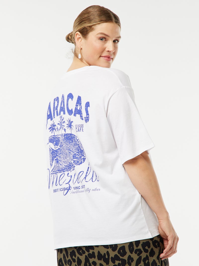 Camiseta ancha de manga corta BLANCO - Kiabi