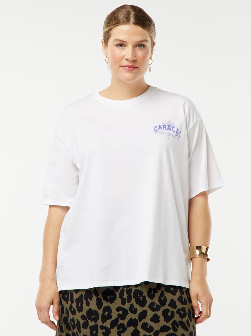 Camiseta ancha de manga corta BLANCO - Kiabi