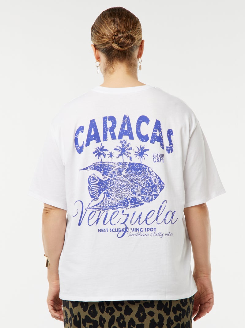 Camiseta ancha de manga corta BLANCO - Kiabi