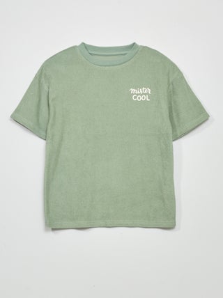 Camiseta ancha de manga corta de rizo