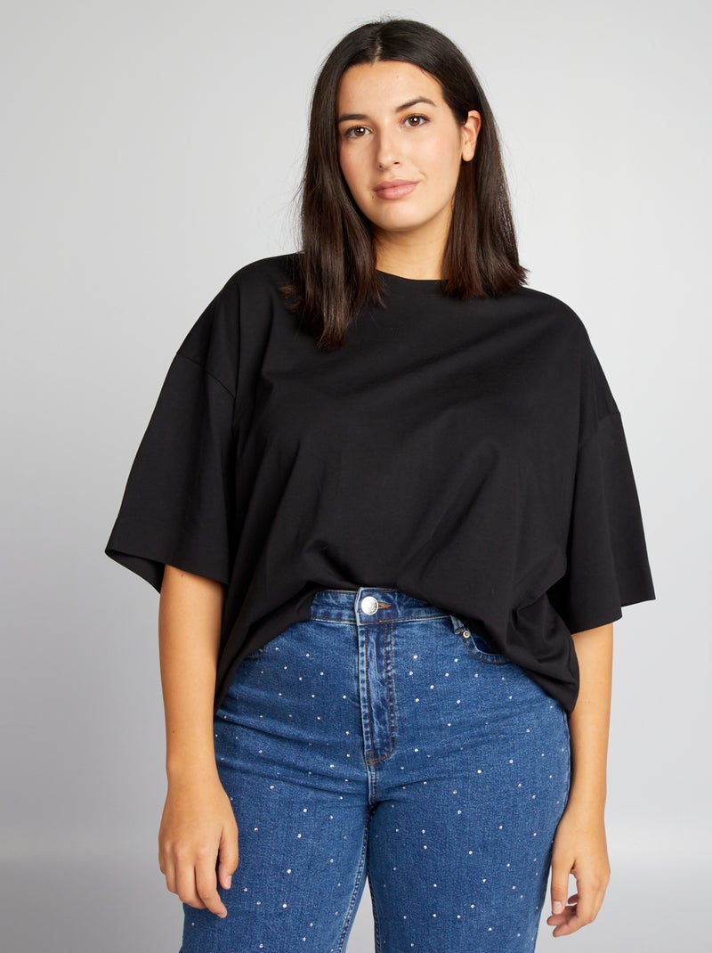 Camiseta ancha de manga corta NEGRO - Kiabi