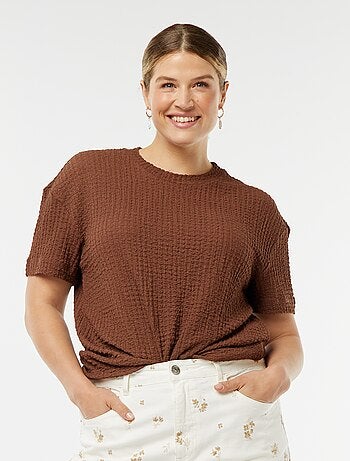Camiseta ancha de punto gofrado