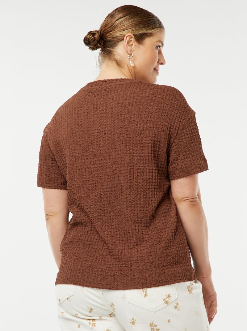 Camiseta ancha de punto gofrado Marron - Kiabi