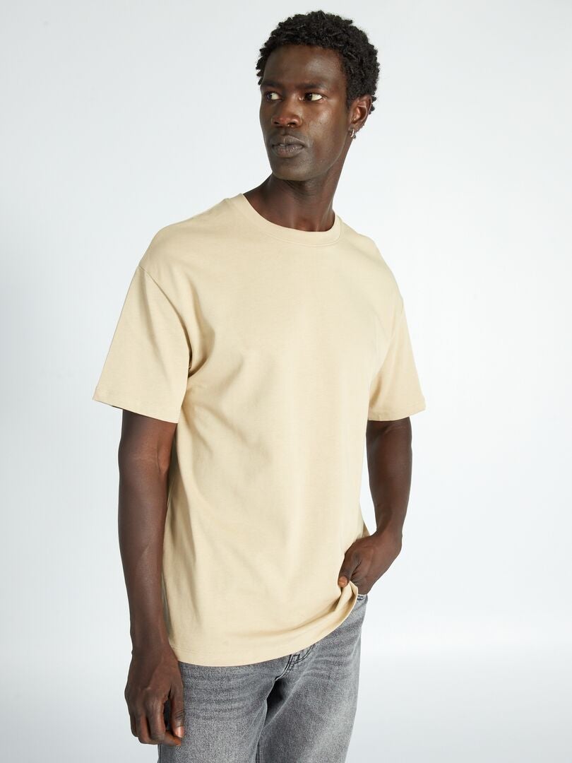 Camiseta ancha de punto lisa BEIGE - Kiabi