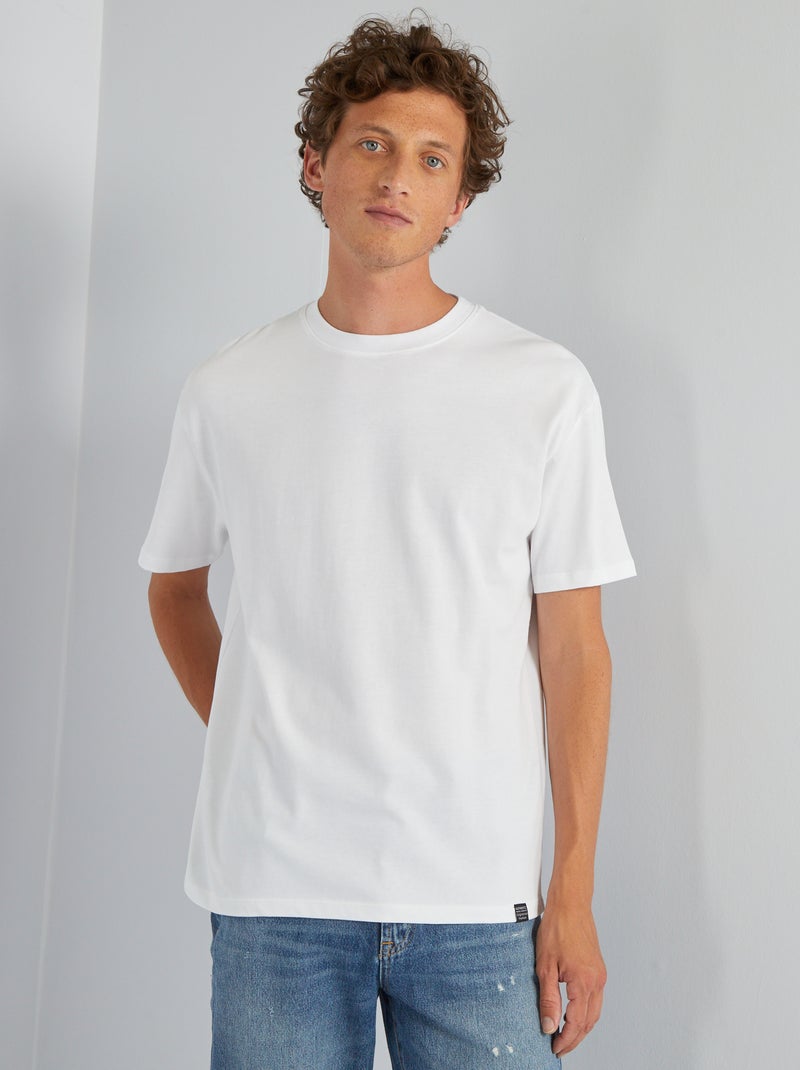 Camiseta ancha de punto lisa BLANCO - Kiabi