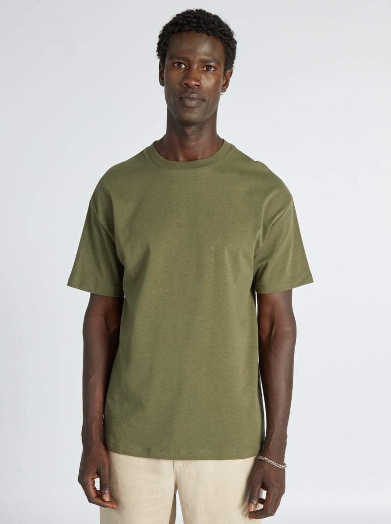 Camiseta ancha de punto lisa KAKI - Kiabi