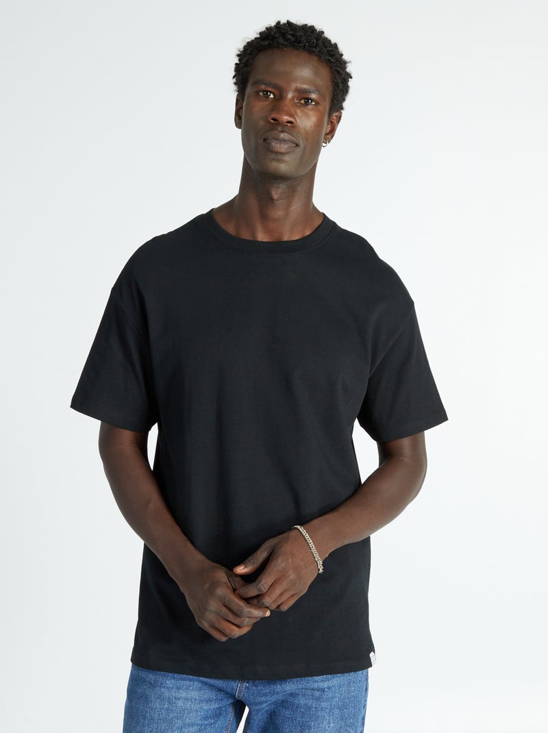 Camiseta ancha de punto lisa NEGRO - Kiabi