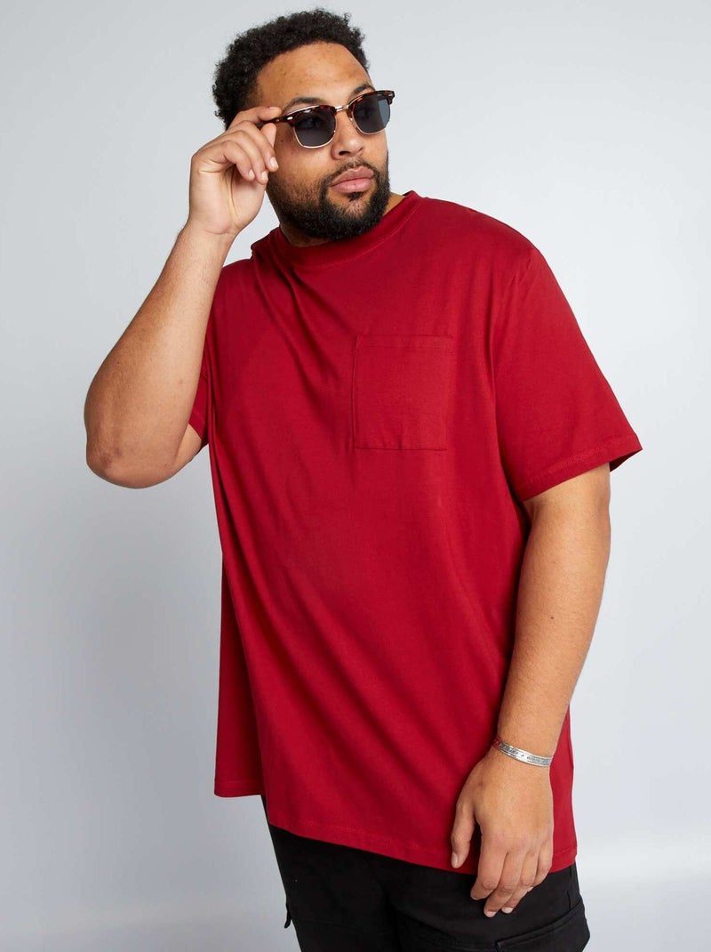 Camiseta ancha de punto liso ROJO - Kiabi