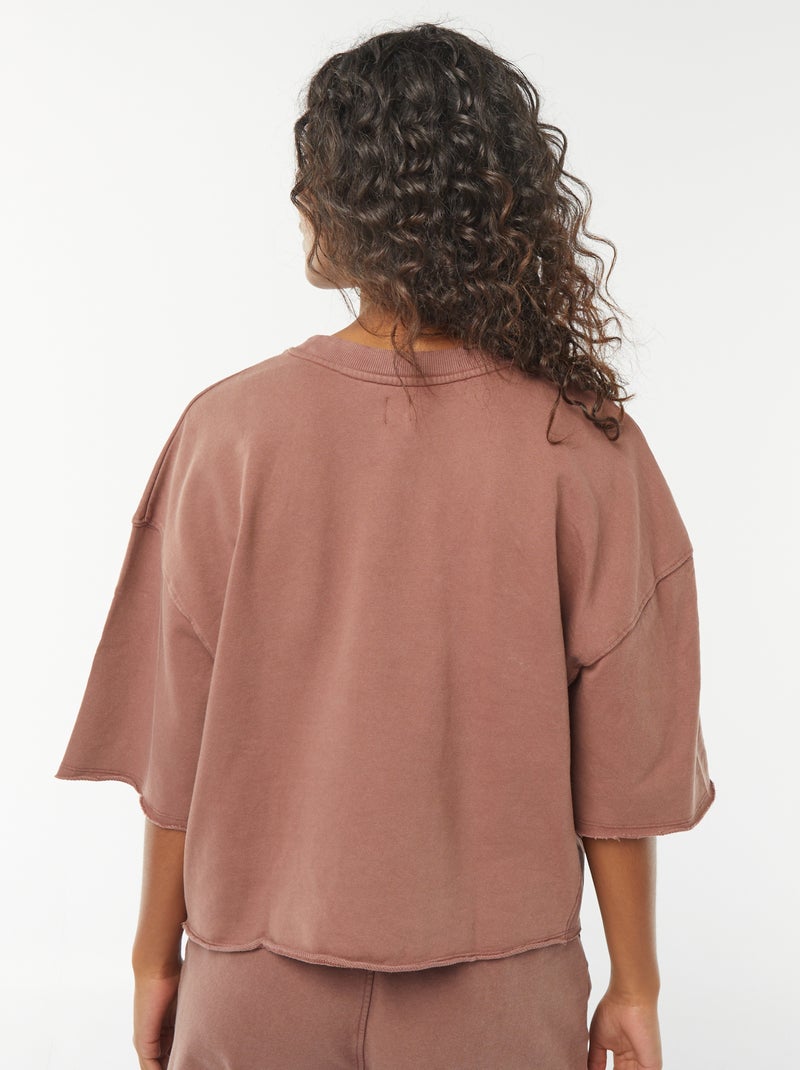 Camiseta ancha descolorida de manga corta Rojo - Kiabi