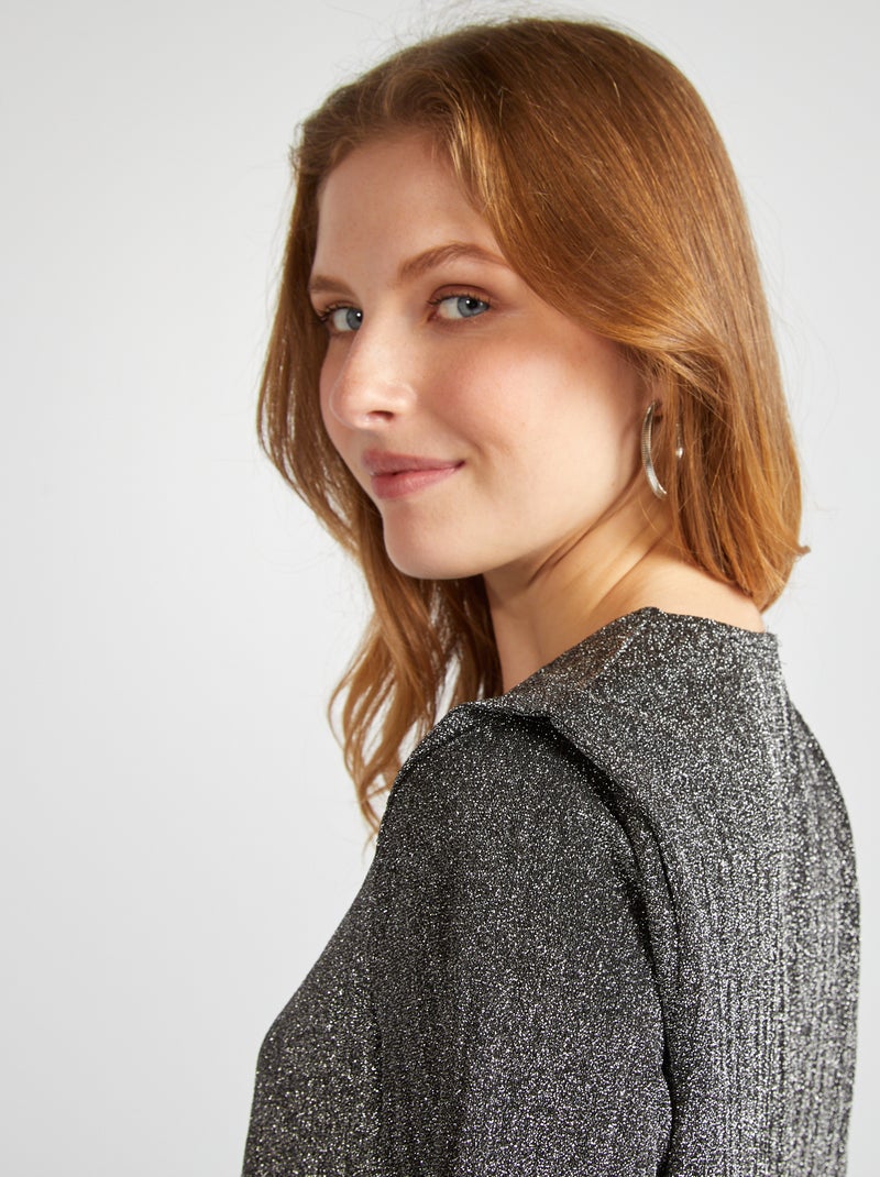 Camiseta ancha punto bisou GRIS - Kiabi